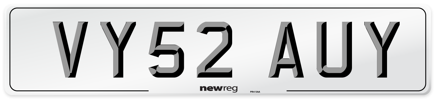 VY52 AUY Number Plate from New Reg